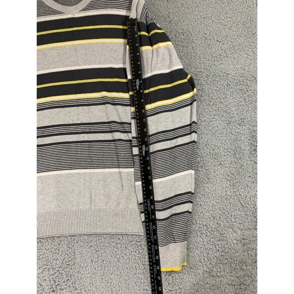 Men's (XXL) XG Cotton Striped Gray Yellow Black Longsleeve Sweater - Picture 12 of 13